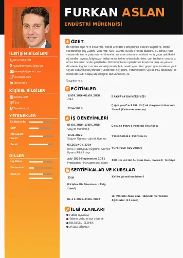 Endüstri Mühendisi CV Örnekleri cv indir